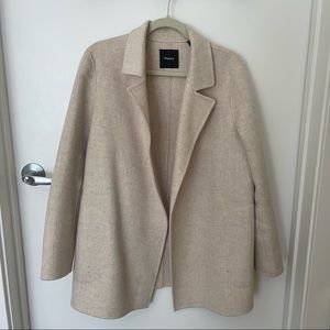 open front coat in double face wool cashmere